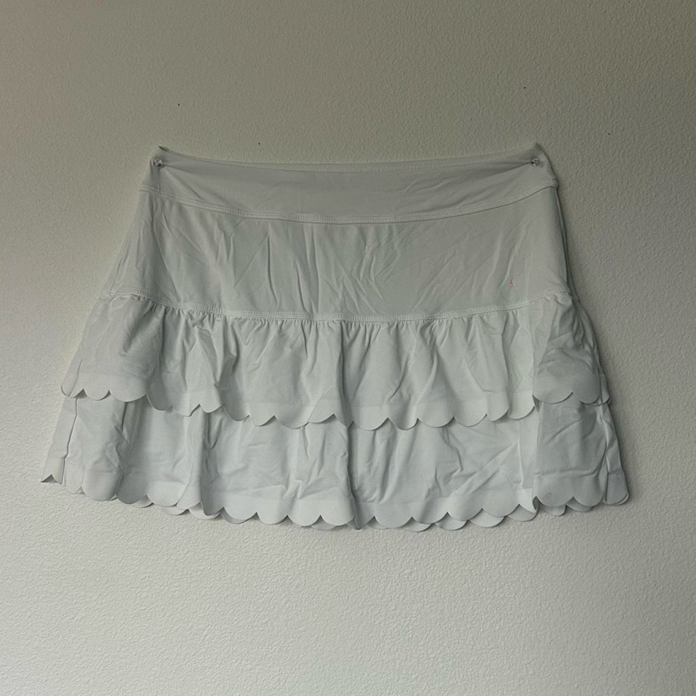 Lilly Pulitzer White Bubble Mini Skirt with Ruffled Tiers